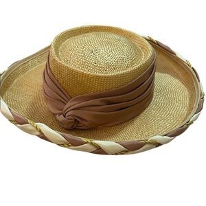 Whittall and shon Elegant straw and Cream Women's Hat